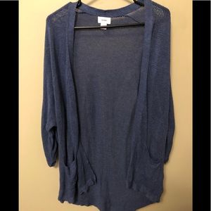 Thin knit blue cardigan.